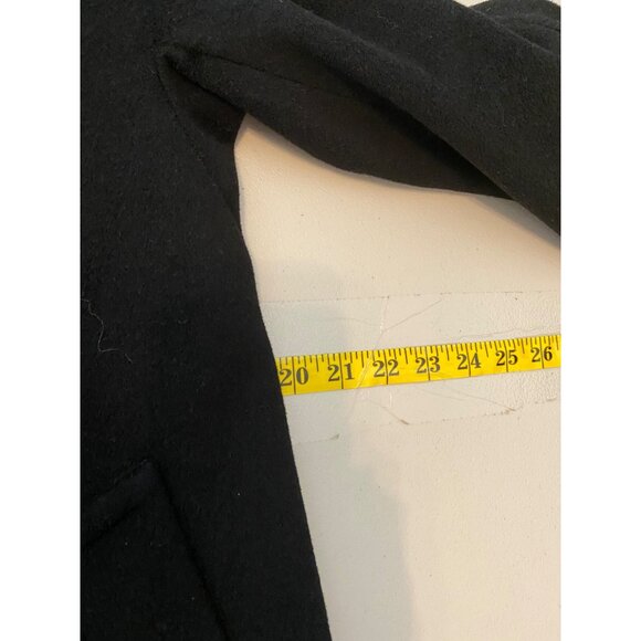Ellen Tracy Black Wool Blend Coat W/ Faux Fur Trim Size 6 - Picture 10 of 12